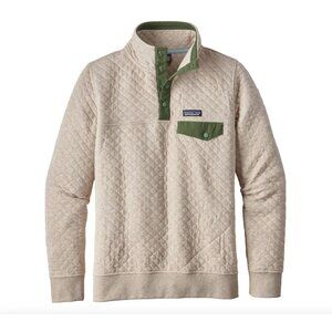 Patagonia Women's Organic Cotton Quilt Snap-T Pullover Birch White / Green Small